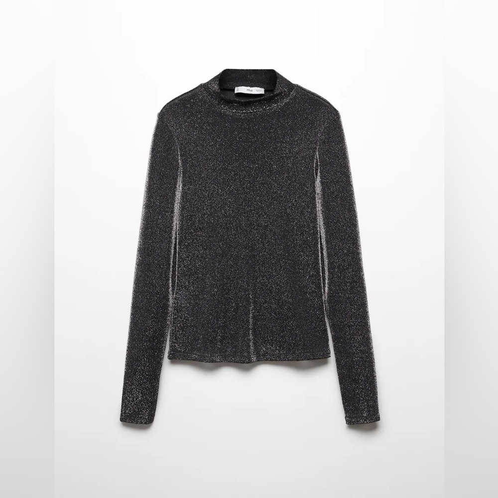 Mango Black Glitter Top
